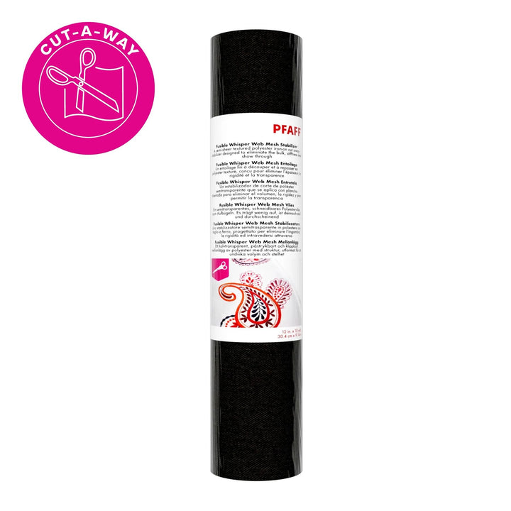 PFAFF® Fuse-On Whisper Web Mesh Black Stabilizer 12 Inches x 10 Yards